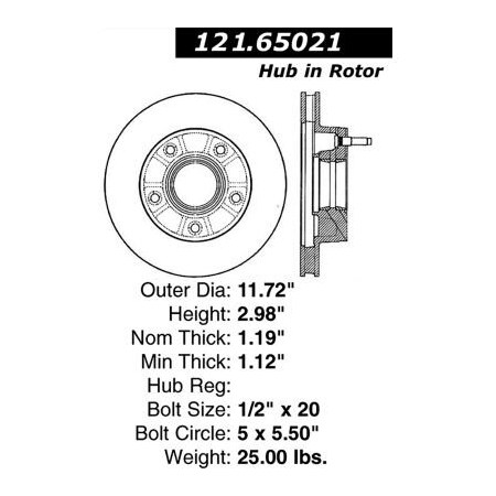 Centric C-Tek Standard Brake Rotor, C-Tek 121.65021